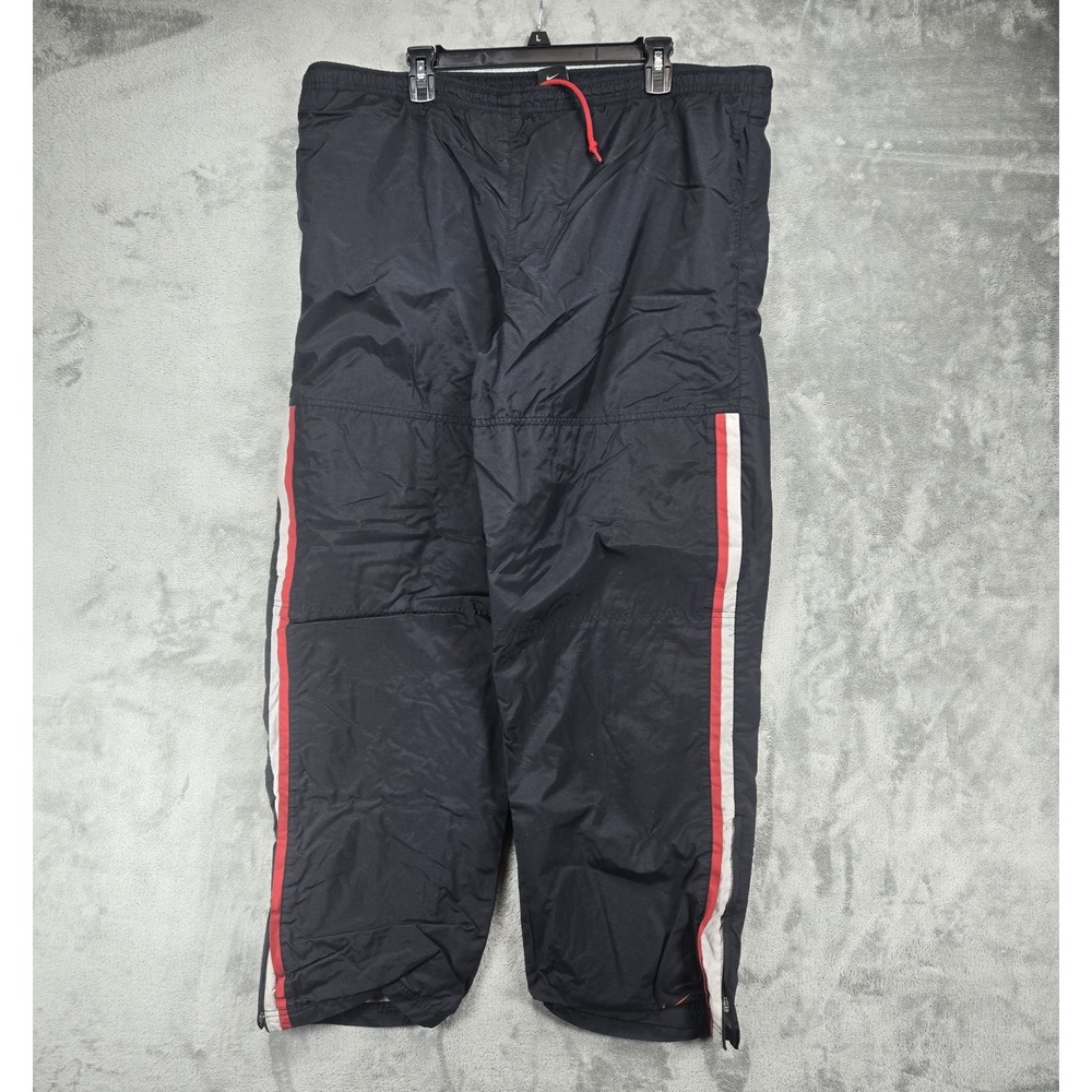 Vintage Nike Windbreaker Track Pants XL Black Lined Striped Zip Ankle Y2K 42x31‎